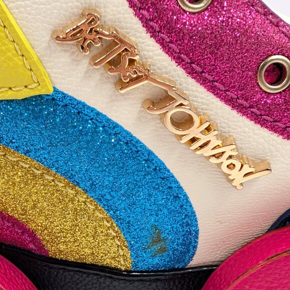 Betsey Johnson Roller Skate Blue Pink Yellow Rainbow Glitter Crossbody Bag Purse - Picture 7 of 12